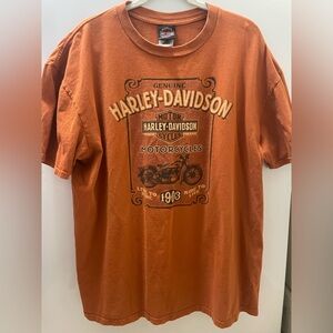 Harley Davidson Men's T-Shirt White Mountain New Hampshire NH USA Orange